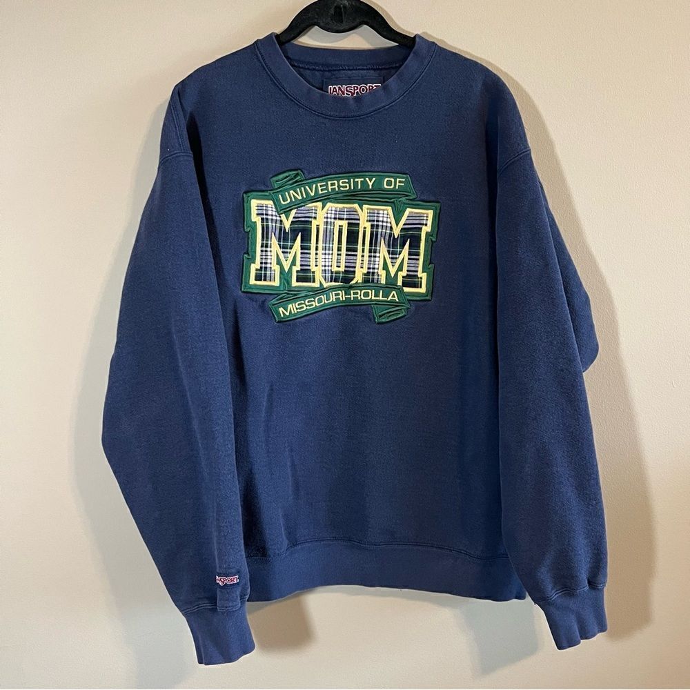 ✨ Vintage Jansport University of Missouri Rolla Mom Blue Sweatshirt Large‎